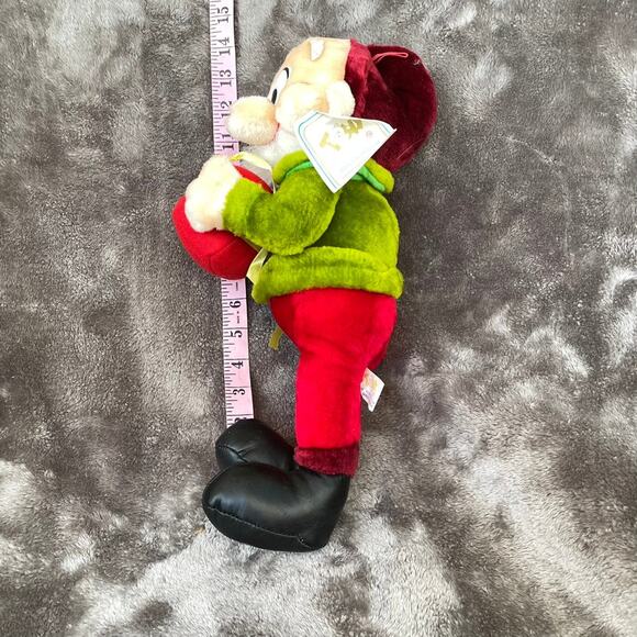 Christmas Elf Plush Vintage 90s y2k Dwarf Doll 14" Red Green Stuffed TAGS READ - Picture 4 of 12